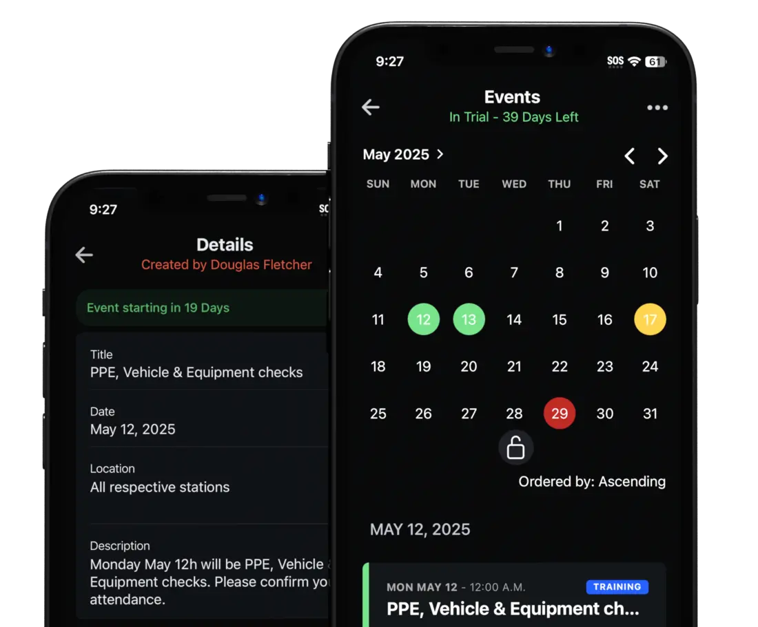 Scheduled events — additional app view