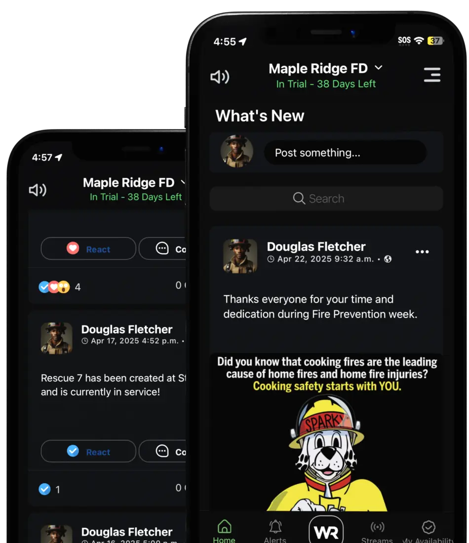 Announcement newsfeed — Who's Responding app screenshot