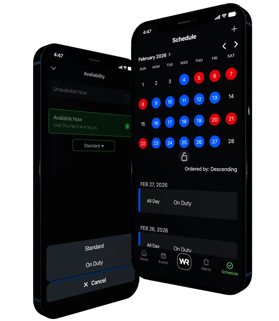 Availability scheduling — Who's Responding app screenshot
